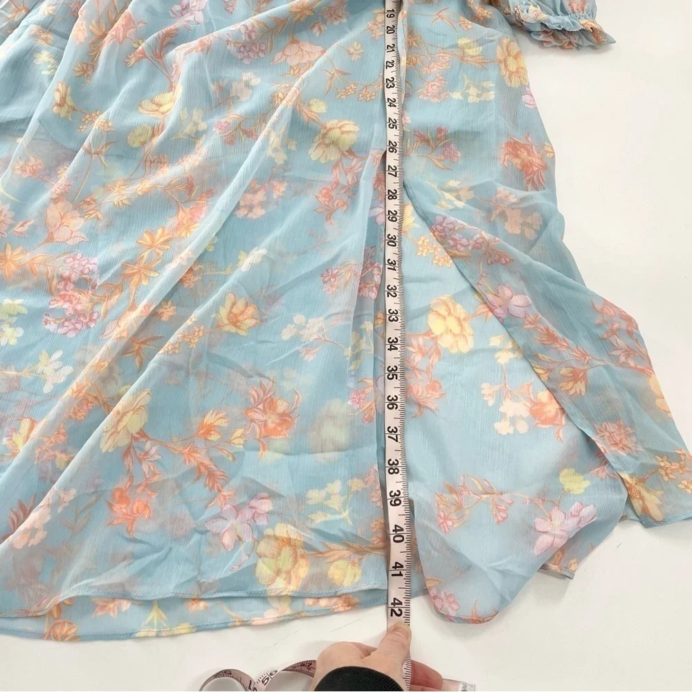 NWT FRENCH CONNECTION Women's Diana Off-The-Shoulder Midi Dress Blue Floral 4 - Picture 9 of 11